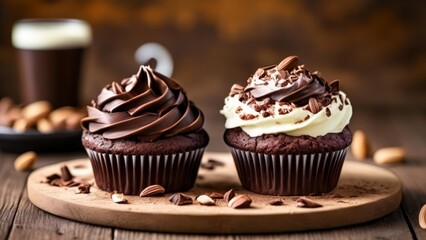  Deliciously decadent chocolate cupcakes with almonds and whipped cream