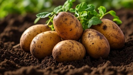 Canvas Print -  Freshly harvested potatoes ready for market