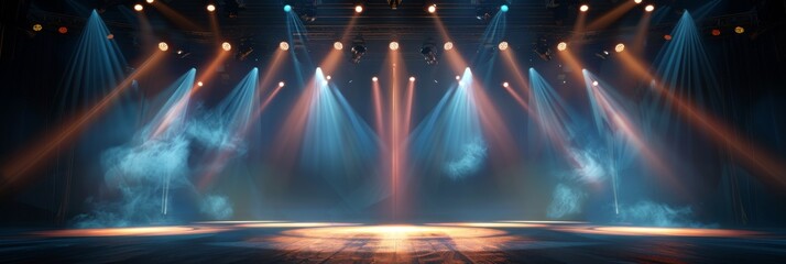 Wall Mural - a stage illuminated by dramatic spotlights