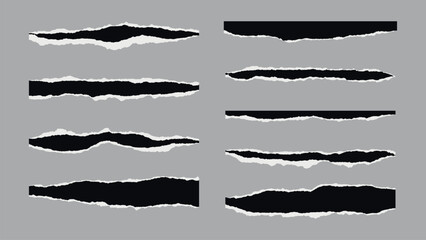Wall Mural - Black & White Torn Vector Paper Strips