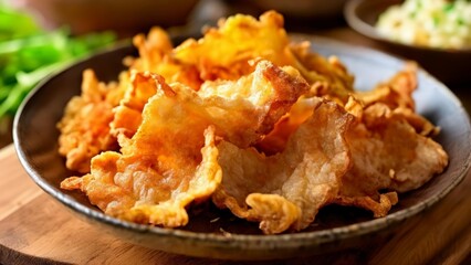 Wall Mural -  Crispy goldenbrown fried food on a plate