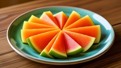 Canvas Print -  Deliciously refreshing watermelon slices on a plate