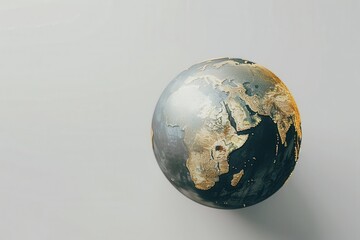 Poster - A simple, clean-lined globe illustration depicting the continents of the world against a light grey background. Perfect for travel agencies and global travel companies. Generative AI