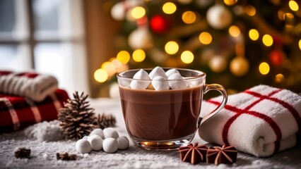 Poster -  Cozy Christmas  Hot cocoa marshmallows and festive treats