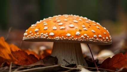 Wall Mural -  Autumns vibrant charm in a single mushroom