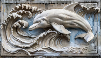 Wall Mural - A dolphin is swimming in the ocean