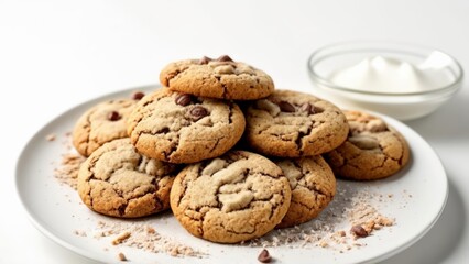 Sticker -  Deliciously baked chocolate chip cookies on a plate