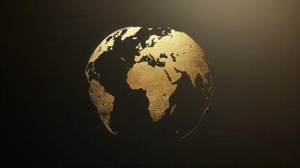 Leinwandbilder - A minimalist image of a golden globe with continents outlined in black. Perfect for travel agencies and global travel companies. Generative AI