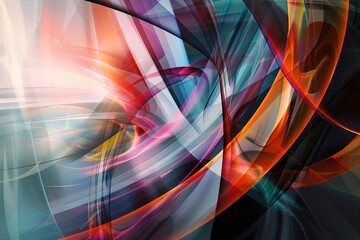 Wall Mural - Abstract background with wavy lines in orange, blue and pink flowing, overlapping and mixing