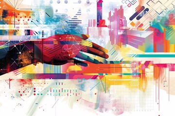 Wall Mural - Abstract illustration representing technology and innovation with a hand reaching out