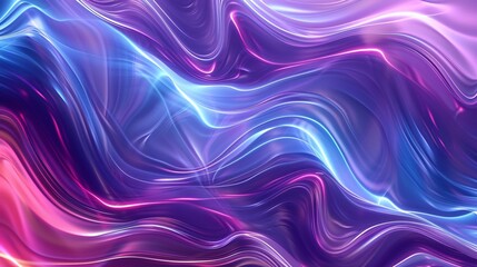 Wall Mural - Abstract fluid iridescent holographic neon curved wave in motion colorful background 3d render.