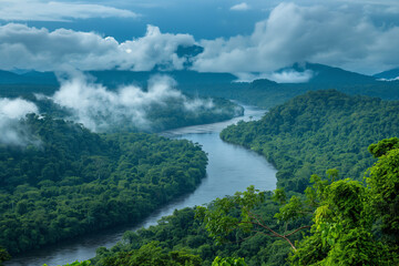 Wall Mural - Aerial View of a Tropical Rainforest in Amazon.