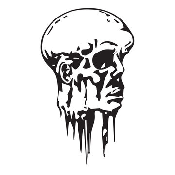 scary melting face ghost zombie gore hell illustration for tattoo vector black and white prints logo