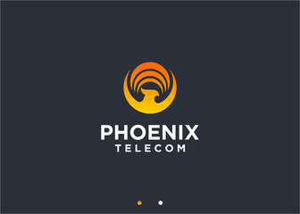 Wall Mural - phoenix with signal logo design vector silhouette illustration