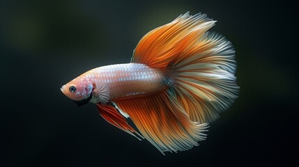 Wall Mural - betta fighting fish on black background.