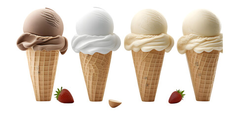 ice cream cone isolated on transparent png background. 