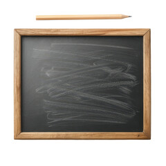 Wall Mural - Blank wooden chalkboard with pencil for nursery decoration clipart on transparent background