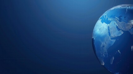 Poster - A minimalist illustration of a globe with continents in clean lines against a blue background. Perfect for travel agencies and global travel companies. Generative AI