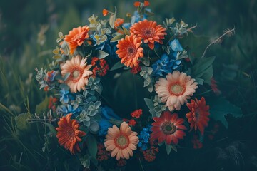 Wall Mural - Beauty-lit Memorial Day wreath symbolizing honor, respect, and eternal gratitude.