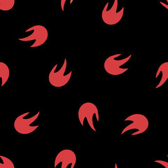 Wall Mural - Hand Drawn Cute Cartoon Seamless Pattern with Fire. Flat Inferno Print in Doodle Style. New Idea or Startup. Danger Caution. Adventure, Hiking background, Wrapping or Wallpaper.