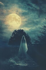 Wall Mural - Ghostly Dreams Halloween Conceptual Background