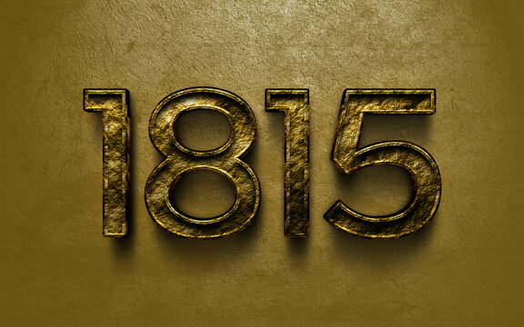 3D dark golden number design of 1815 on cracked golden background.