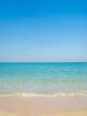 Wall Mural - Beautiful horizon Landscape summer vertical front view point tropical sea beach white sand clean and blue sky background calm Nature ocean Beautiful  wave water travel at Sai Kaew Beach thailand