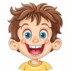 Wall Mural - Excited Cartoon Boy Illustration with Happy Expression