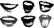 © jamalstudio - Lips and mouth in scream with monochrome photocopy effect, for grunge punk y2k collage design. Elements in stipple halftone brutalist retro design.