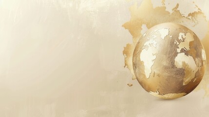 Aufkleber - A simple, minimalist image featuring a gold globe with outlined continents, perfect for showcasing global travel experiences and destinations. Generative AI