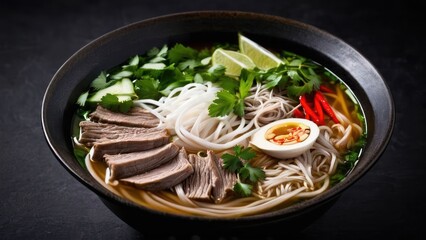 Canvas Print - Essential Elements of Beef Noodle Soup, A Minimalist Perspective