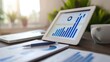 © buraratn - digital tablet displaying a growth chart and financial statistics, representing successful business analytics