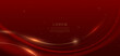 © Pramote - Abstract curved red shape on red background with lighting effect and copy space for text. Luxury design style.