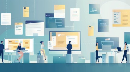 Seamless digital document management experience that uses artificial intelligence technology. Sophisticated and modern business management concept