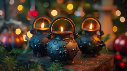 Wall Mural - Cauldron Ornaments for Halloween Tree