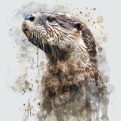 Wall Mural - An otter gazing up with curiosity, great for use in nature or wildlife scenes