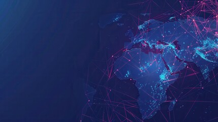 Leinwandbilder - A clean and minimalist illustration of the world map, featuring connected continents in a vibrant blue and pink color scheme. Generative AI