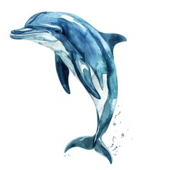 Sticker - A dolphin jumps out of the water in a dynamic pose, showcasing its agility and power