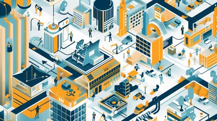Wall Mural - illustration of a digital ecosystem
