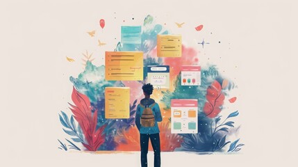 Wall Mural - illustration solopreneur apps and websites