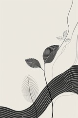 Wall Mural - Minimalist background with elegant line drawings.