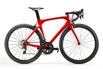 An Ai generative image of red bicycle on isolated white background.