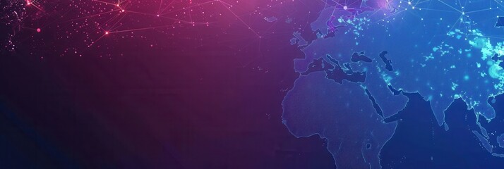 Poster - A simple, clean illustration of a globe with continents in a blue and purple color scheme. Perfect for travel agencies and global travel companies. Generative AI