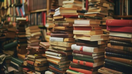 pile of books photography library