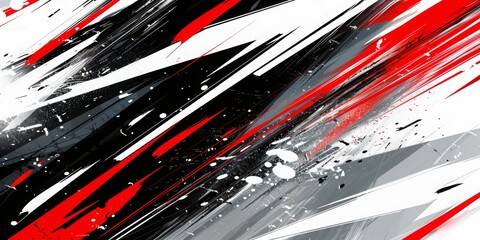 Canvas Print - Racing background geometric shapes, black red and white, speed, wind.