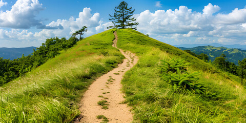 Wall Mural - Paisagem de montanha com trilha sinuosa