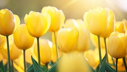 Wall Mural - close up of yellow tulips during spring