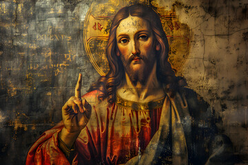 Wall Mural - Jesus Christ modern colorful illustration of God the savior full of energy and expression