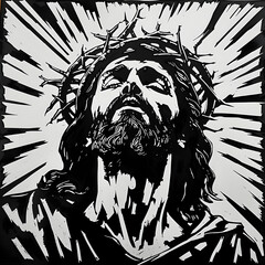 Sticker - Jesus Christ the savior of people and the world, Christian God religious illustration