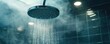 © narak0rn - A modern showerhead spraying water in a steamy bathroom, capturing the essence of relaxation and hygiene.